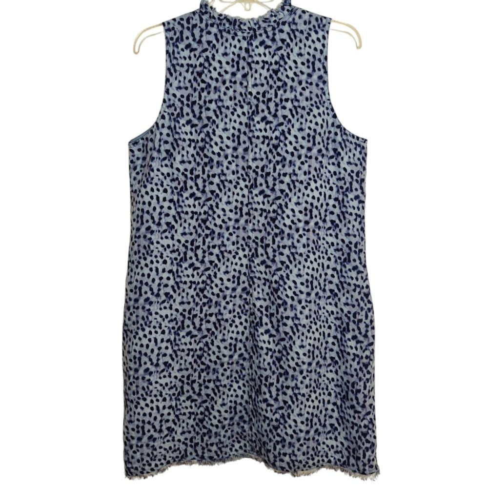 Tommy Bahama Lagoon Leopard Linen Dress Size Medium Blue Pockets Beach Vacation - Picture 8 of 12